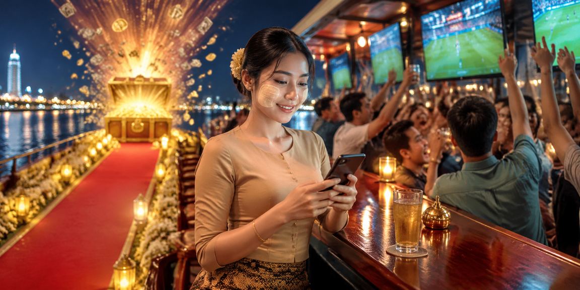 မြန်မာ့ဘောလုံးလောင်းကစားသူတစ်ဦး သနပ်ခါးနှင့်ပြိုင်ပွဲစောင့်ကြည့်စဉ်